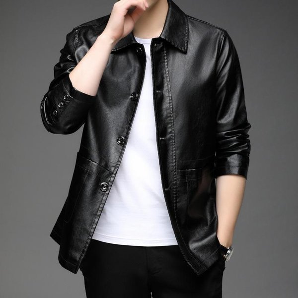 Nueva Chaqueta De Cuero Para Primavera Y OtoñO Para Hombre, Abrigo Atractivo Informal, Chaqueta De Tendencia, VersióN Coreana De Ropa Para Hombre 4XL-image