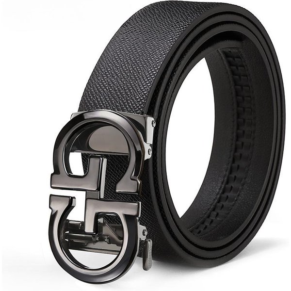 CinturóN Para Hombre Hebilla AutomáTica SeleccióN Cuero De Vaca Moda Cuero Genuino CinturóN Hombres Edad Media Y JóVenes Casual Negocios Tendencia CinturóN Hombres 110Cm Gray-image
