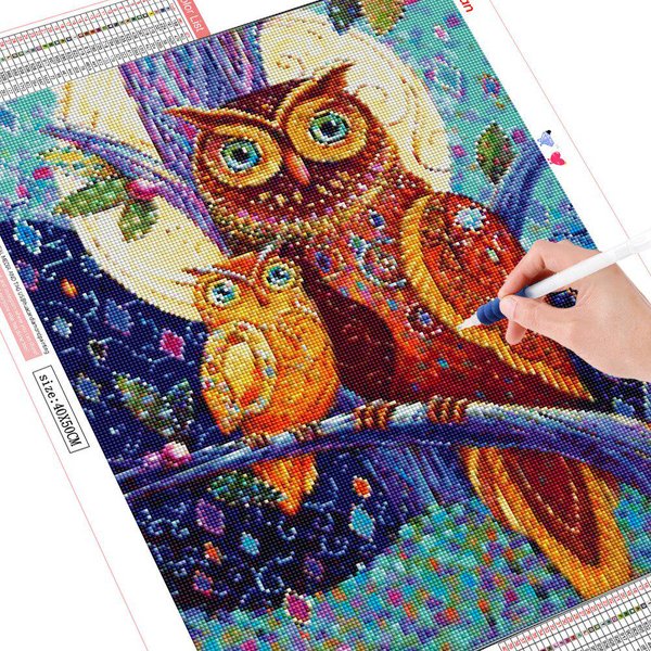 Pintura De Diamantes 5D Cuadrado Completo BúHo Bordado De Diamantes Punto De Cruz PedreríA ImáGenes 20X30CM-image