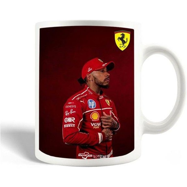 Kubek Ceramiczny - Maniacase - Oficjalna Tapeta Ferrari Lewisa Hamiltona - BiałY - 30 Cl - MożNa Myć W Zmywarce I UżYwać W Kuchence Mikrofalowej BiałY-image