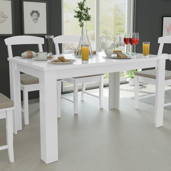 Vidaxl Mesa De Comedor, 140X80X75 Cm, Blanca-image
