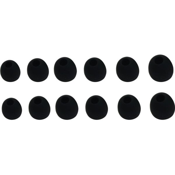 12PCS / 6 Pares De Almohadillas De Repuesto Para Auriculares, Almohadillas Para Los OíDos, Puntas De Silicona Para Auriculares Internos, 3 TamañOs Negro-image
