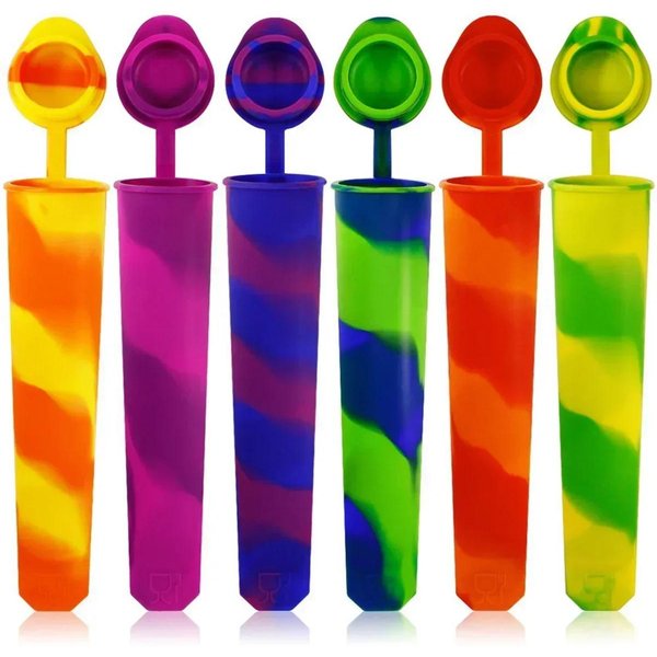 6 Uds Moldes Para Paletas Moldes Reutilizables Para Helado De Bebé Moldes Para Paletas Duraderos Y Seguros De Silicona De Calidad Alimentaria Moldes Para Paletas Multicolores-image