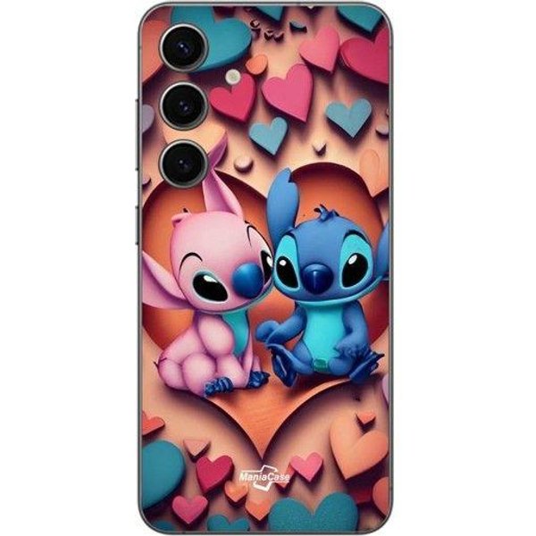Coque De TéLéPhone - Maniacase - Galaxy S25 - Souple - Silicone - Stitch Angel Coeur Coloré Negro-image