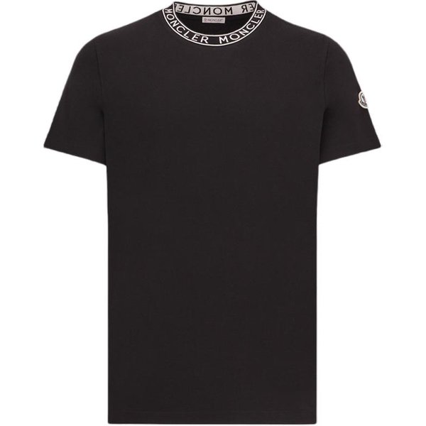 Camiseta Con Logo Moncler Cuello Redondo Estampado De Letras Ajustada Manga Corta Tops Para Hombre Negro J10918C000248390T999 S Black-image
