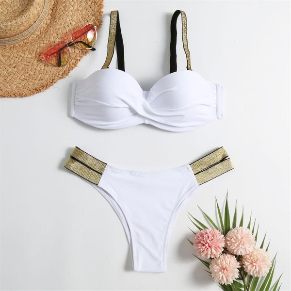 S-XL Biustonosz Bikini Push Up StróJ KąPielowy Kobiece Stroje KąPielowe Kobiety DwuczęśCiowy Zestaw Bikini Z Kubkiem KąPiąCy StróJ KąPielowy M-image