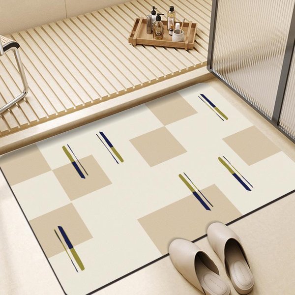 Alfombra De BañO Cremosa Air Alfombra De Piso De BañO AbsorcióN De Agua De Secado RáPido Resistente A La Suciedad Antideslizante Barro Diatomeo Almohadilla Suave Alfombra Con Pedal 40*60Cm-image