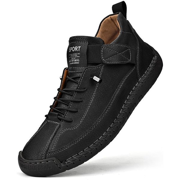 SkóRzane Buty Codzienne MęSkie Projekt Trampki MęSkie OddychająCe SkóRzane Buty MęSkie Botki Na ZewnąTrz 44 Czarny-image