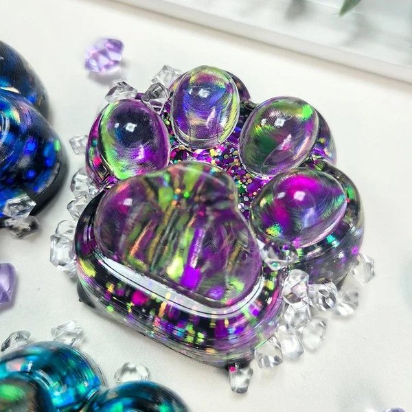 Taba Squishy ŁApa Kota Zabawki Do ŚCiskania MięKkie OdstresowująCe LęK MięKkie Zabawki Sensoryczne Fidget Zabawka Dekompresyjna Dla Dzieci DorosłYch Fioletowy-image