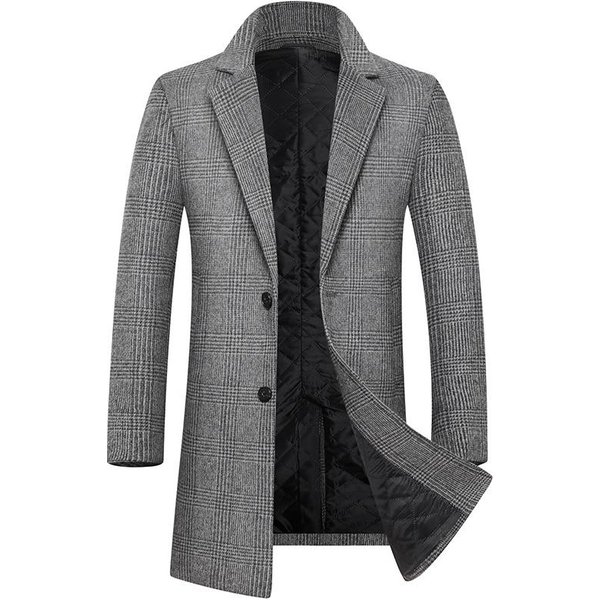 Abrigo De Lana A Cuadros Nuevo De OtoñO E Invierno Abrigo De Lana Para Hombre Abrigo De Lana Medio Largo Para Hombre 195-4XL-image