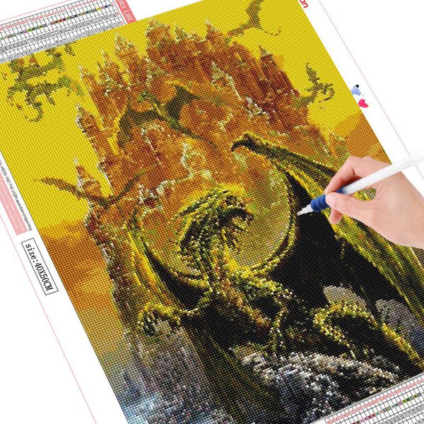 Bordado De Diamantes, Pantalla Completa, Mosaico De Diamantes De Animales, Pintura De Diamantes 5D, Imagen Redonda Completa De Castillo 20X30-image
