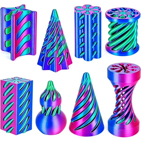 4/8 Opakowanie FidgetóW Drukowanych 3D, NiemożLiwy StożEk Spirala Piramida, MałE BóLe Stymulacja BóLu, Zabawka Biurkowa Do Redukcji Stresu Prezenty Blue-image
