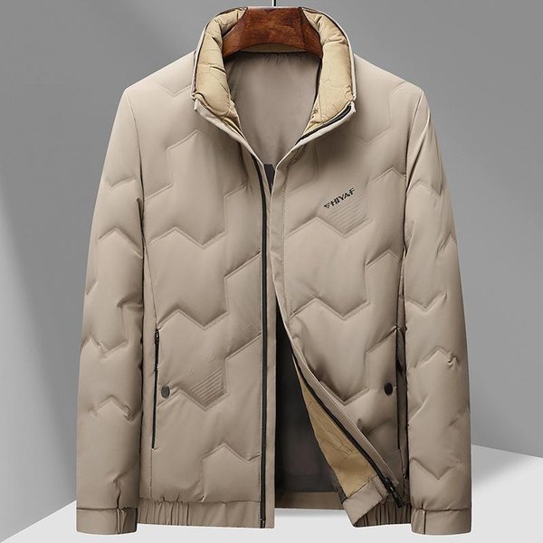 Chaqueta De Plumas Para Hombre Estilo Corto Nueva De Invierno Engrosada Y CáLida Chaqueta De Plumas Informal De Moda Con Cuello Alto Para Hombre 4XL Beige-image