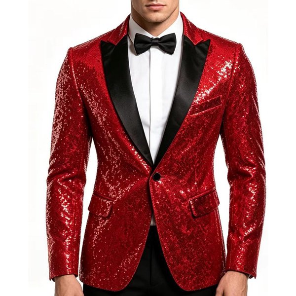 Chaqueta De Traje De Lentejuelas Para Hombre Para ActuacióN En Escenario Disfraz De Discoteca Atuendo L Rojo-image