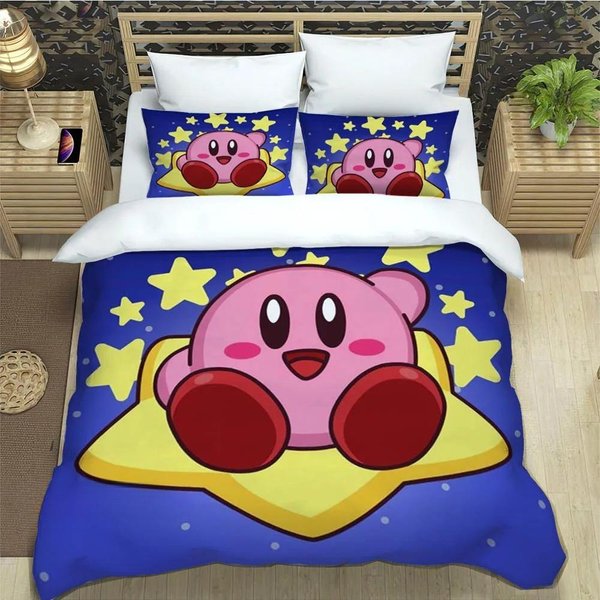 Juego K-Kirby Funda NóRdica Funda De Almohada Juego De Ropa De Cama Adulto NiñO NiñA DecoracióN De Dormitorio Regalo Para NiñOs TamañO Individual Doble Grande 180X210Cm-image