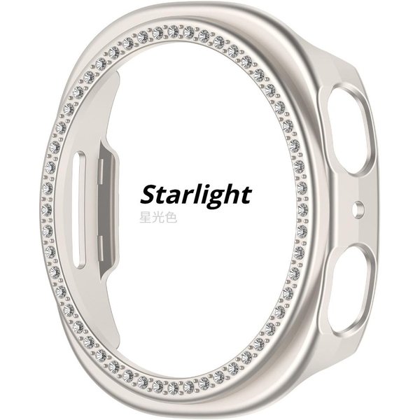 BłYszcząCe Diamentowe Etui Dla Samsung Galaxy Watch 9 8 40Mm 44Mm Akcesoria Puste PC Murarka Ochronny Zderzak Obudowa Dla Galaxy Watch 8 Pokrowiec 44Mm 40Mm Galaxy Watch 9 44Mm Kość SłOniowa-image