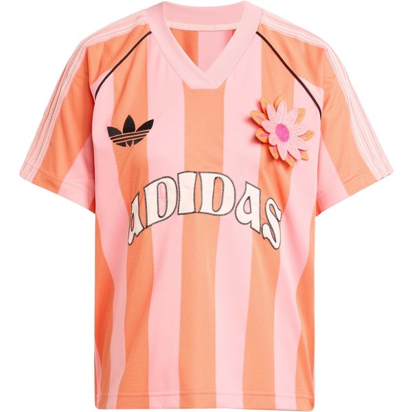 Camiseta De Manga Corta Holgada Con Letras Rayadas Adidas Originals Para Mujer Tops Rosa KC0673 A/L-image
