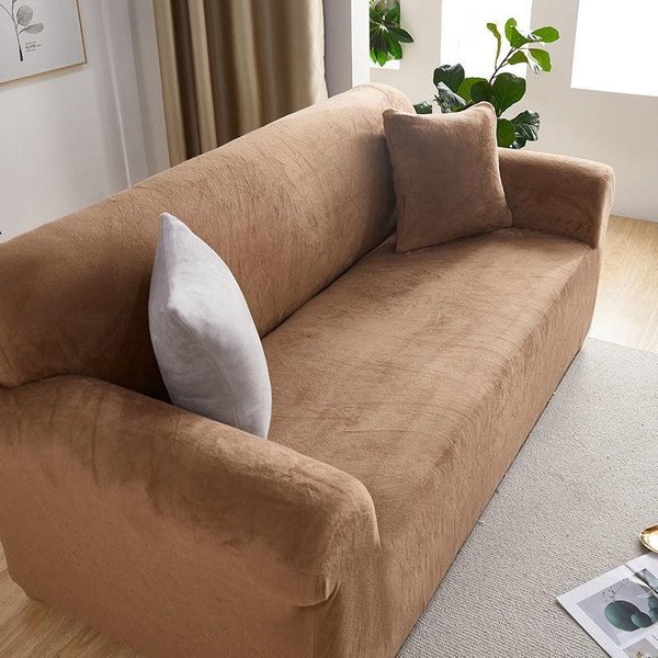 Pokrowce Na Sofę Do Salonu Elastyczny Aksamitny Pluszowy Jednolity Kolor Pokrowiec Na Sofę W KształCie Litery L Pokrowiec Na Fotel Pokrowiec Na Fotel WystróJ Domu 2 Seater 145-185 Cm-image