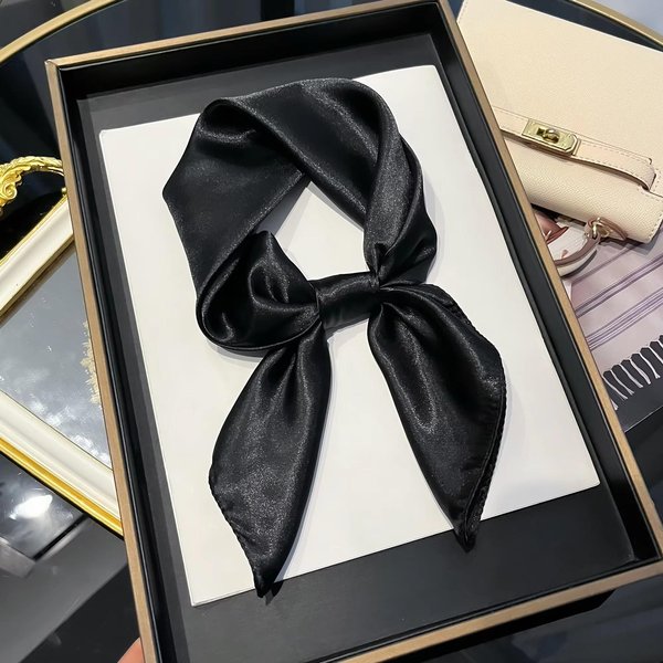 PañUelo Cuello Hijab Bufanda Colores SóLidos 70Cm Para Mujeres Diadema SatéN De Seda PañUelos Para El Cabello Chal Cuadrado Femenino PañUelos Para La Cabeza Para Damas Red-image