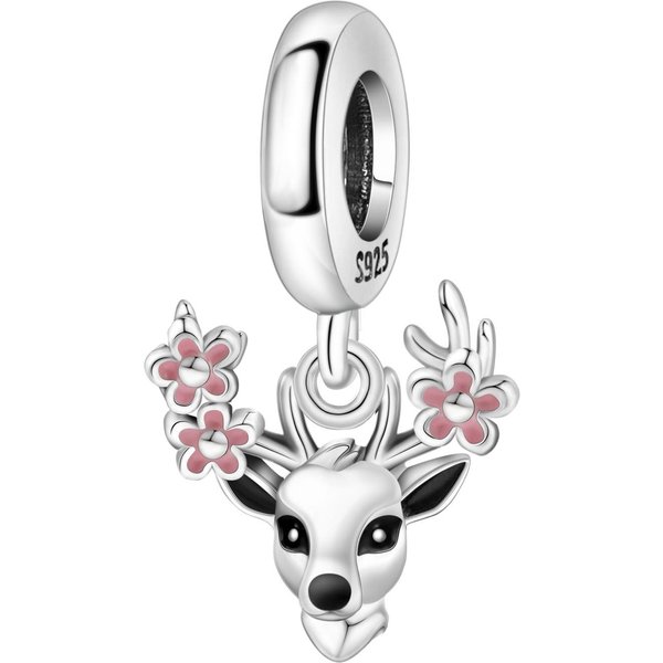Colgantes Adorables De Ciervo Sika De Cobre AutéNtico Estilo Pulsera Amuletos Decorativos Adecuados Para Pulsera Para Mujeres CreacióN De JoyeríA Elementos De Cuentas Para Fiesta Regalos White-image