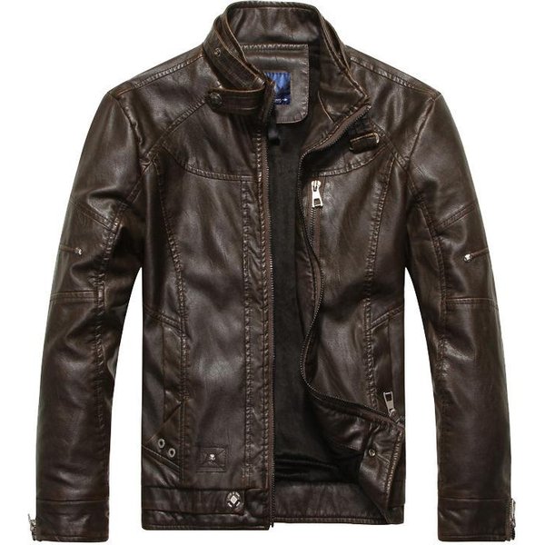 Chaqueta De Cuero Para Hombre De OtoñO E Invierno Chaqueta De Cuero PU Chaqueta De Moda Europea Y Americana 5XL Black-image