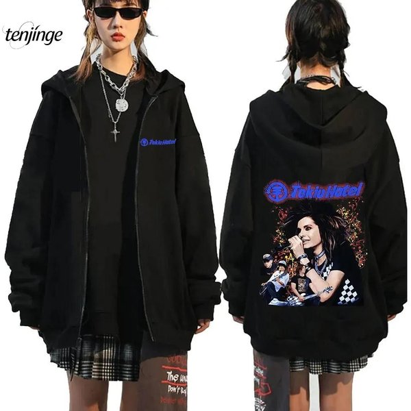Sudadera Con Capucha De Tokio Hotel Banda De Rock Estampado Kaulitz Sudaderas Con Cremallera Sudaderas Con Capucha De Forro Polar Hombres Mujeres Hip Hop Ropa De Calle Chaqueta Con Cremallera XXL-image