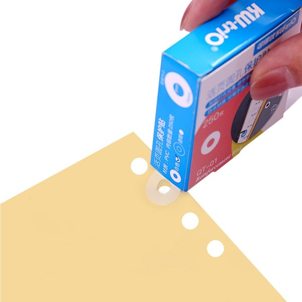 Kw-Trio Etiquetas De Refuerzo De Agujeros De Papel De Hojas Sueltas Pegatinas Redondas Perforadora Autoadhesiva-image