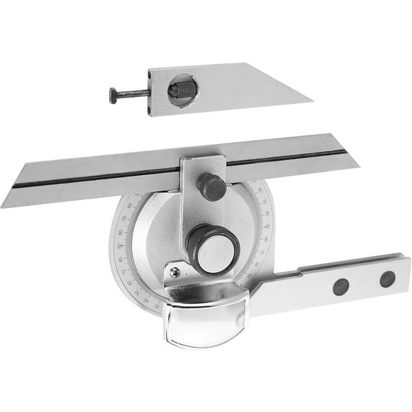 Transportador De ÁNgulos Universal De Acero De 360 Grados Buscador De ÁNgulos Regla De MedicióN W Con Lupa Gray-image