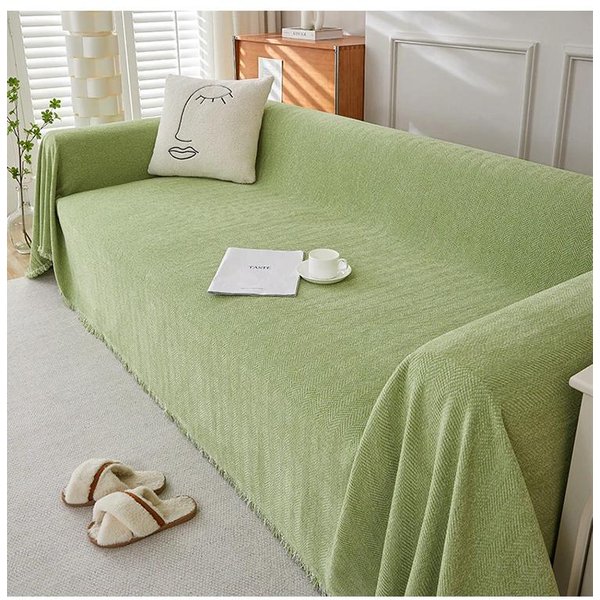 Manta Con Borlas Cubre Sofá Para Cuatro Estaciones Cubierta Protectora Antipolvo AntiarañAzos De Gato Manta Para Sofá Alfombra De Viaje Borlas 180X130Cm-image