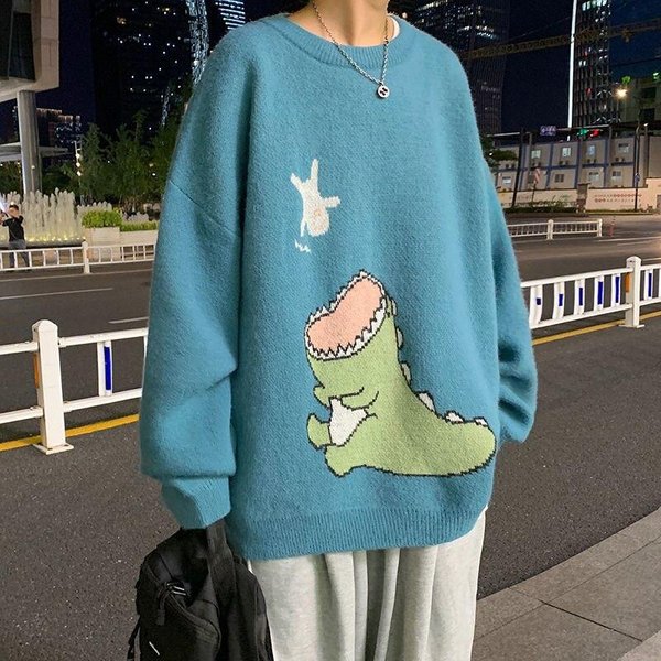 SuéTer De Dinosaurio Para Hombre De OtoñO, SuéTer De Cuello Redondo Con Personalidad Que Combina Con Todo, SuéTer Estilo Hong Kong XXL-image