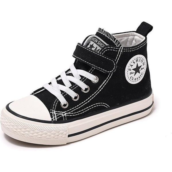 Zapatos De Lona De CañA Alta Para NiñOs Zapatos De Tela Para NiñOs Zapatillas De Deporte Para NiñAs 33 Negro-image