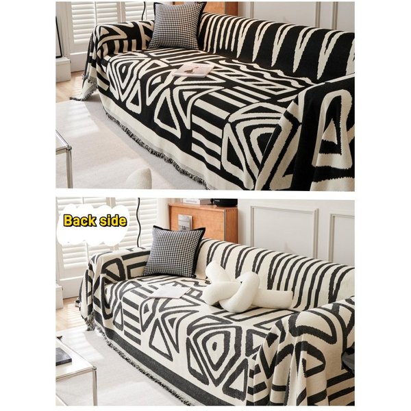 Toalla De Sofá De Chenilla Estilo Boho Con Borlas, Doble Cara, Para Sala De Estar Camping Picnic Manta Grande Ocio RelajacióN Toalla De Playa 180X90Cm-image