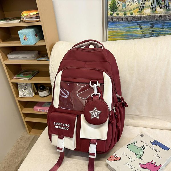 Gran Capacidad Estudiantes De Secundaria Femenino Coreano Harajuku Bolso Ocio Lindo Bolso Pain Mochila Mochila De Secundaria. .-image