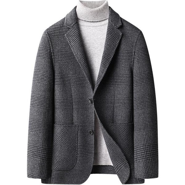 OtoñO E Invierno Nuevo Traje De Tweed Jacquard De Doble Cara Para Hombre Hecho A Mano Tweed De Doble Cara Traje Casual Chaqueta De Traje De Lana 4XL Gray-image