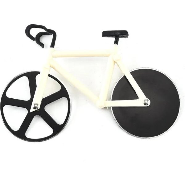 Nóż Do Pizzy Ze Stali Nierdzewnej W KształCie Roweru DwukołOwego Nóż Do Krojenia Pizzy NarzęDzie Do Pizzy Rower OkrąGłY Nóż Do Pizzy NożE NarzęDzia Kuchenne White-image