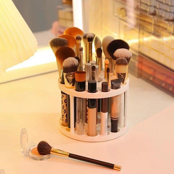 Estante De Almacenamiento Para Pinceles De Maquillaje Estante De Almacenamiento Para CosméTicos De Escritorio Almacenamiento Para LáPices Labiales Y Pinceles De Maquillaje Caja De Almacenamiento Para ClasificacióN De Tocador Blanco-image