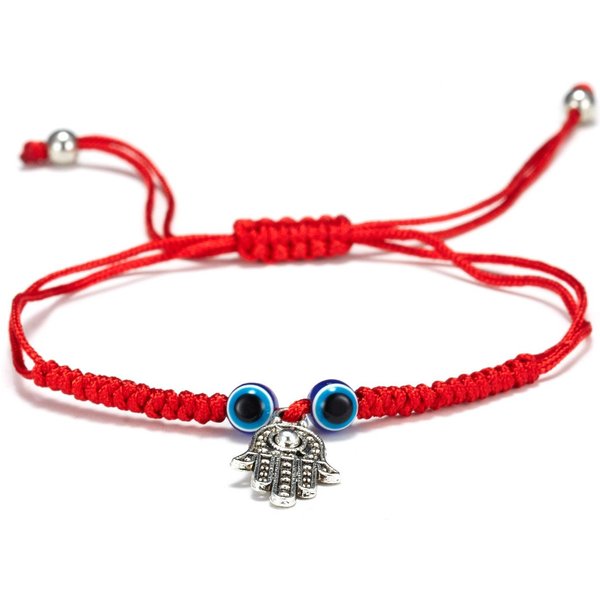 Pulseras Ajustables De Cuerda Roja Mano Hamsa Mano De FáTima Pulsera Turca De La Suerte Ojo Turco Para Mujer Trenzada Amuleto JoyeríA Regalo Red-image
