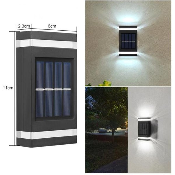 Lampa śCienna Na Energię SłOneczną ZewnęTrzna Wodoodporna Lampa Zasilana Energią SłOneczną W GóRę Iw Dół OśWietla Dom OgróD Dekoracja Ogrodu ŚWiatłO ZewnęTrzne-image