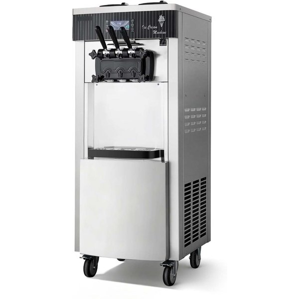 Komercyjna Maszyna Do LodóW, Wydajność 20-28L/H, 2200W, 3 Smaki, WolnostojąCa Maszyna Do LodóW MięKkich Z 2 X 6L Zbiornikami I MieszadłEm W Zbiorniku,-image