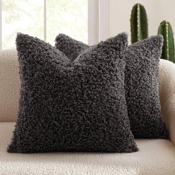 Funda De Almohada De Felpa De Borrego Polar Funda De Almohada Teddy Rizada Espesa Funda De Almohada Suave Minimalista NóRdico Funda De CojíN Para Sofá DecoracióN Acogedora Para El Hogar 45X45Cm-image