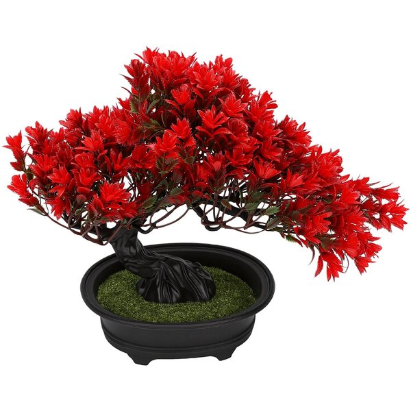 Czerwone Sztuczne Drzewko Bonsai 9,5 Cala WysokośCi Sztuczna RośLina W Doniczce Dekoracja Biurka Symulacja Bonsai Z Doniczką Do Domu-image
