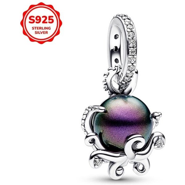 Charms De Plata De Ley 925 De Disney Para Halloween, Stitch, Dumbo, Princesa, Cuentas Para Pulsera De Mujer Original 925, Colgante Para JoyeríA Diy, Regalo Gray-image