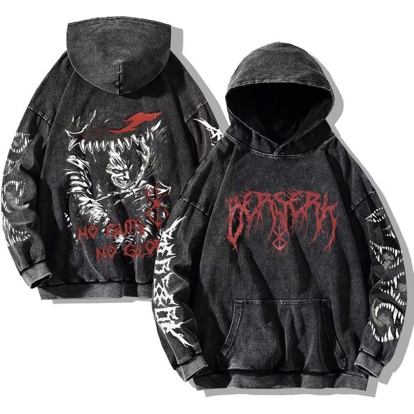 Berserk Odzież Anime Guts Fajny Nadruk Graficzny Bluza Z Kapturem MęSka Damska Oversize Bluzy BawełNiana Casualowa Bluza Harajuku Streetwear M-image