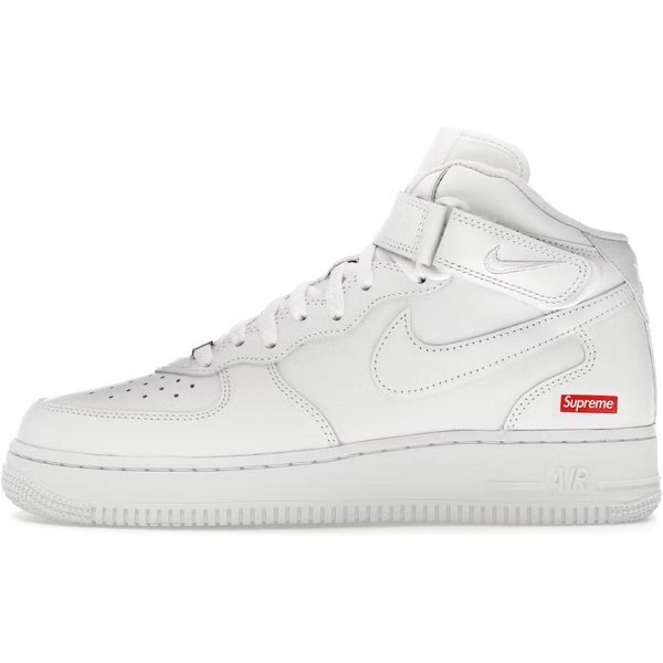 Supreme X Nike Air Force 1 Mid Box Logo - TrzybiałE Trampki Unisex FZ8784-100 44.5 White-image