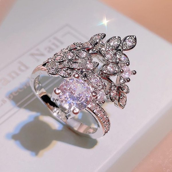 Anillo De Moda Simple Personalidad Lleno De Diamantes Temperamento Lujoso Anillo ÍNdice VersáTil No. 10 Gray-image