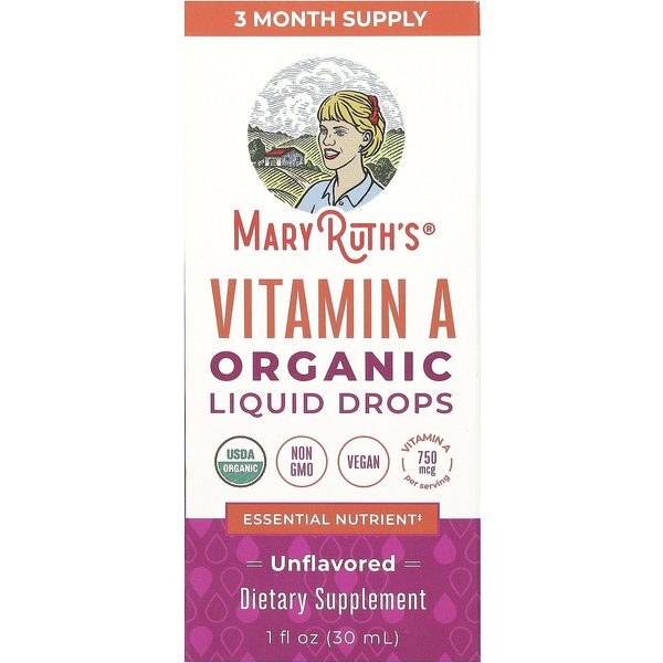 Maryruth's, Organiczna Witamina A W PłYnie, Bez Smaku, 750 Mcg, 1 Fl Oz (30 Ml)-image