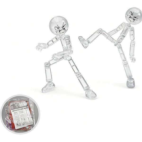 Manekin Do Druku 3D Wielostawowy Stickman Zabawka Figurka Akcji Stickman Z Ruchomymi Stawami ZłOżOne Prezenty Dla Dzieci DorosłYch BiałY-image