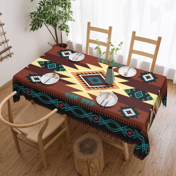 ProstokąTny Obrus Z Nadrukiem Azteckim Do Dekoracji StołU Zachodni Etniczny Plemienny Geometryczny Pasek Obrus Kuchenny Dekoracja śWiąTeczna Imprezowa 140X300Cm-image