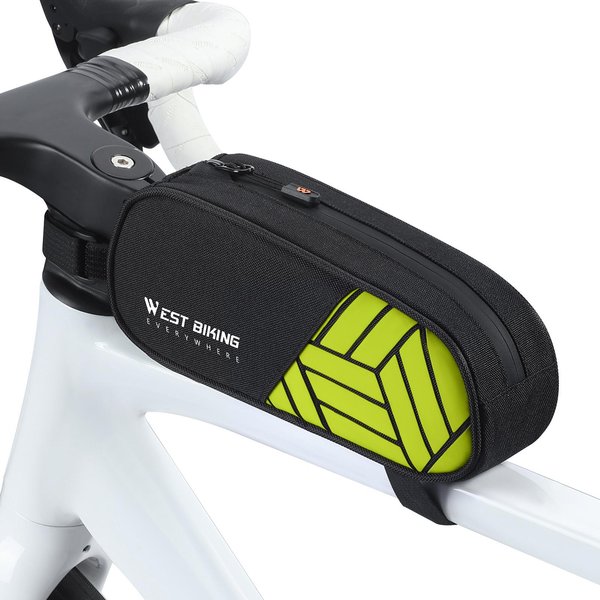Bolsa Para Bicicleta De 1L Bolsa Para Cuadro De Bicicleta Bolsa Para Tubo Frontal De Bicicleta Bolsa Para Tubo Superior De Bicicleta Bolsa Impermeable Lisa Para Cuadro Delantero De Bicicleta Verde-image