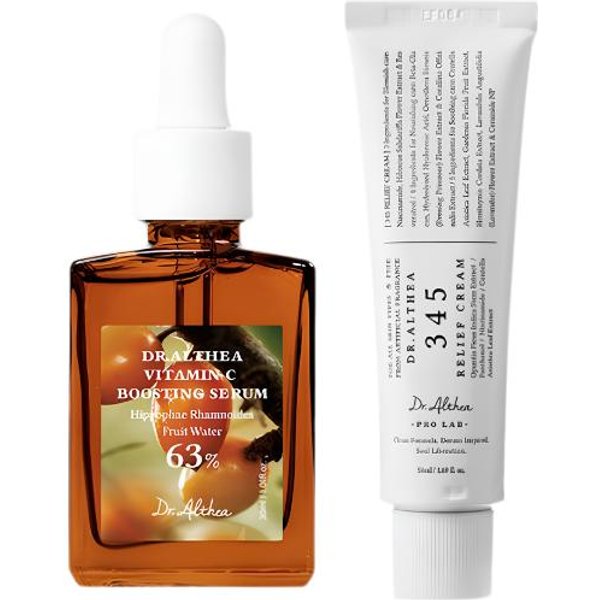 Dr.Althea Set Crema De Alivio 345 + SéRum Potenciador De Vitamina C | Cuidado Iluminador Y De Barrera Cuidado Coreano De La Piel-image